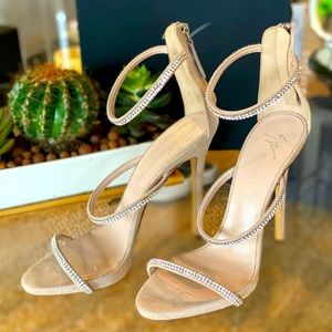 Giuseppe Zanotti Suede and Crystal Strap Heels NEW in Box